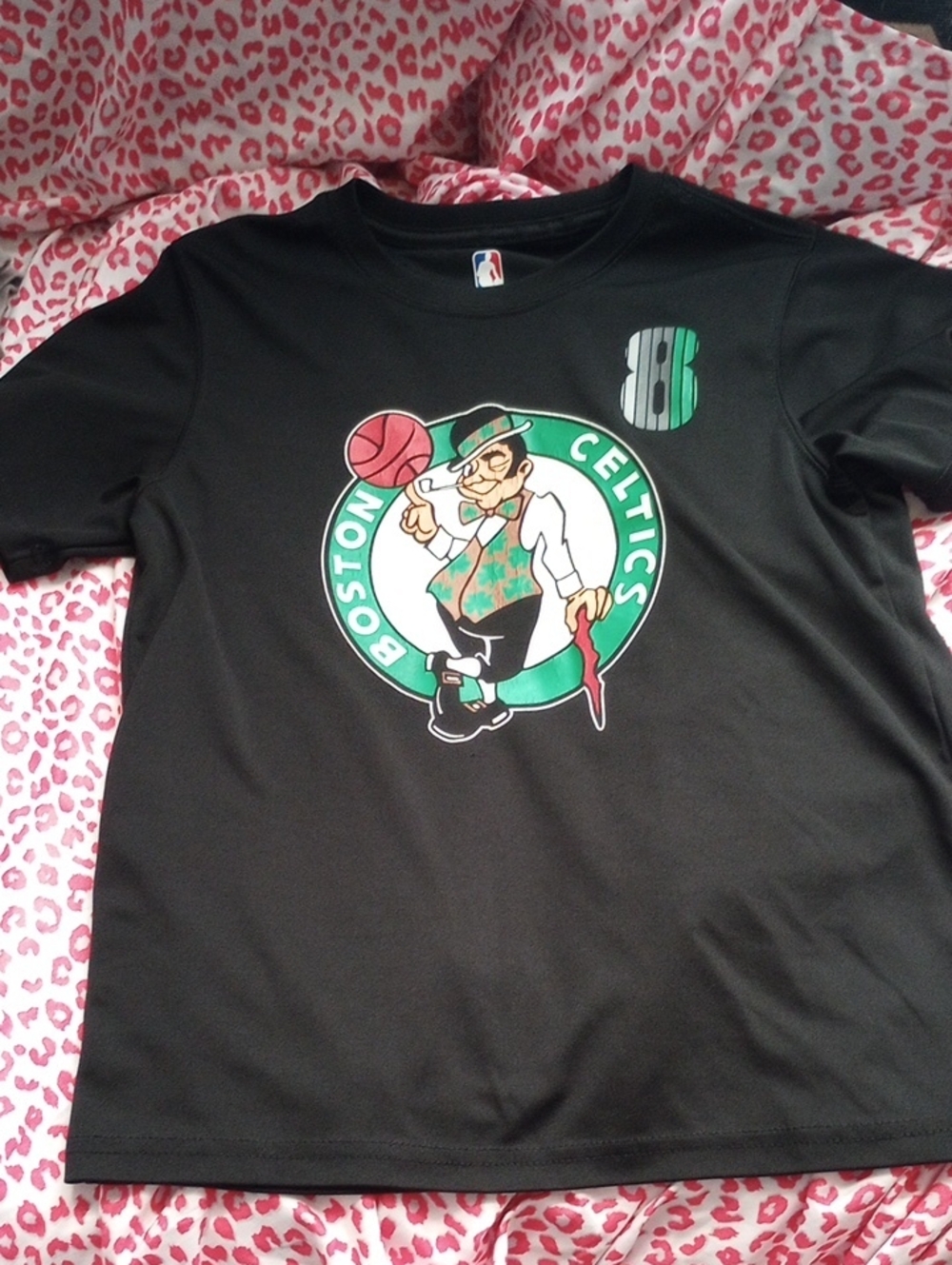 NBA Boston Celtics Black Tee with Green & White Logo